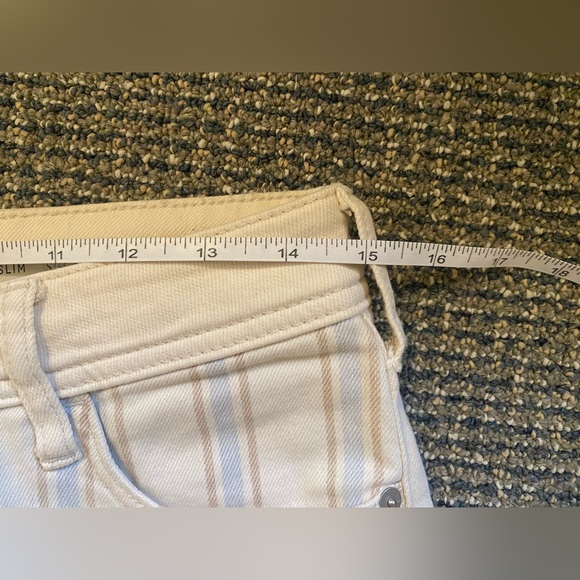 Anthropologie Striped Slim Fit High Rise Jeans in Cream Size 27 - Picture 9 of 10